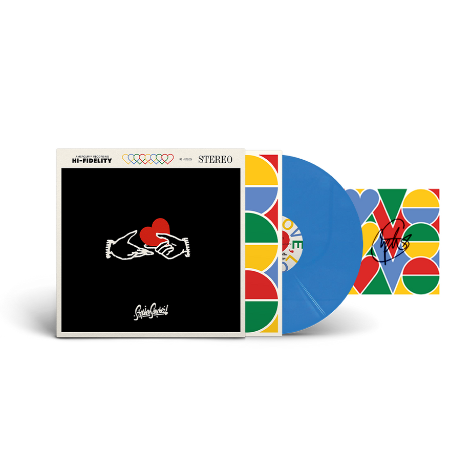 7ep●DETERMINATIONS / LOVE LOVE, LOVE, LOVE Bright Blue Vinyl + Signed Art Card Bundle