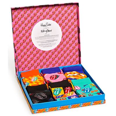 Multi Tongue Logo Happy Socks (6-Pack Men Socks Gift Box) - The Rolling Stones - musicstation.be