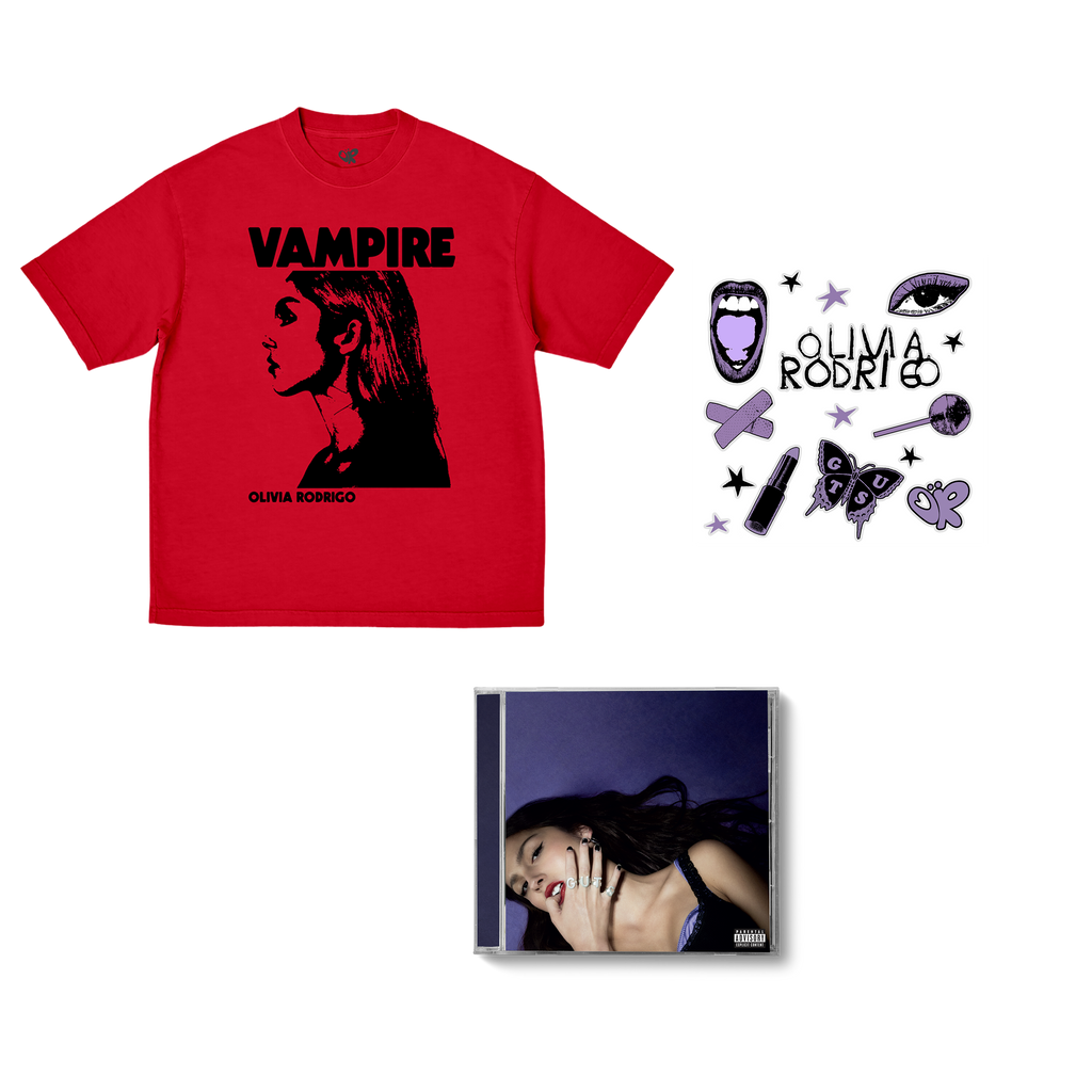 GUTS standard CD + vampire t-shirt + sticker sheet - Olivia Rodrigo - musicstation.be