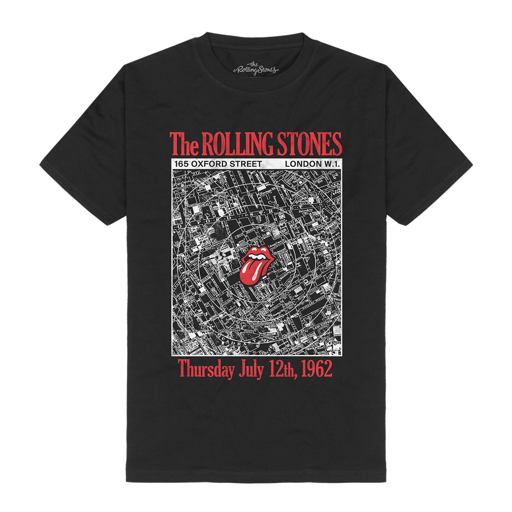Marquee Club Anniversary Map (Store Exclusive Black T-Shirt) - The Rolling Stones - musicstation.be